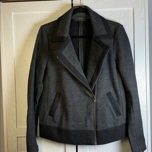 J. Crew Asymmetrical Moto Jacket Dark Gray and Black Wool Size 6 Biker